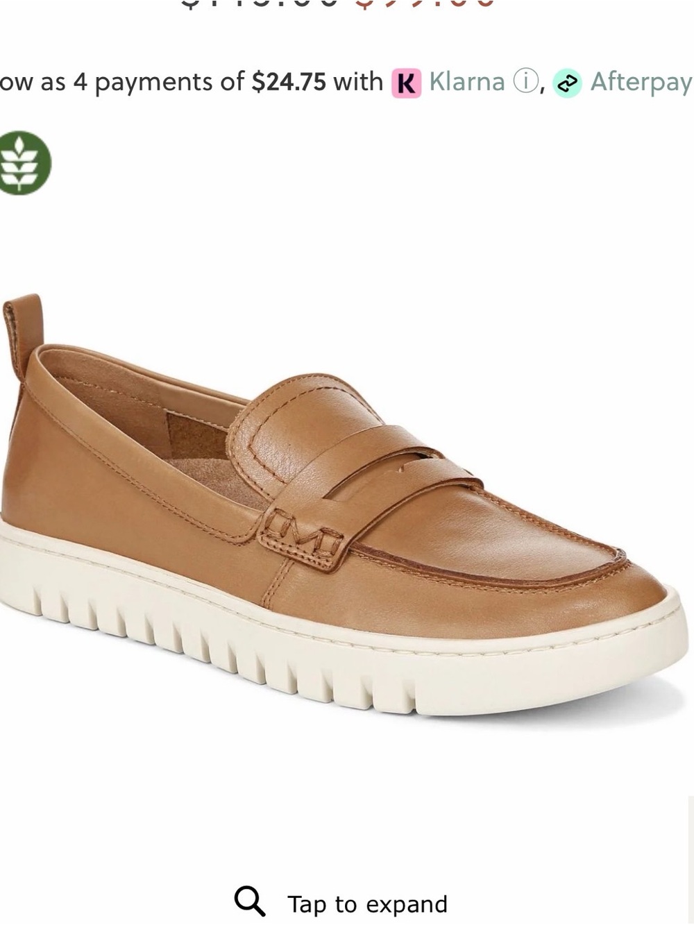 Vionic Uptown Loafer in Tan with White Sole